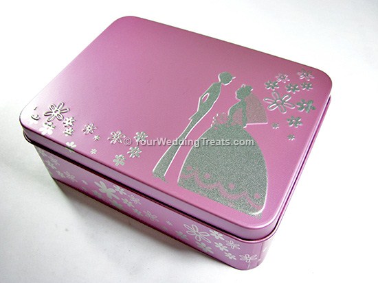 pink aluminum gift box with marriage theme