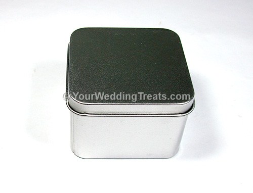 silver aluminum square shaped favor box