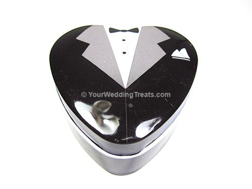 tuxedo heart shaped favor box