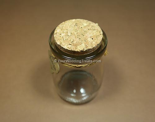 wedding favor glass jar with cork stopper