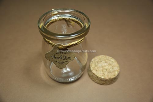 wedding favor glass jar with cork stopper