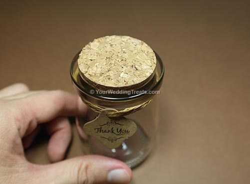 wedding favor glass jar with cork stopper