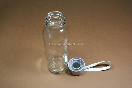 wedding favor long glass bottle with silver cover