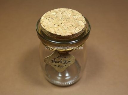 wedding favor glass jar with cork stopper